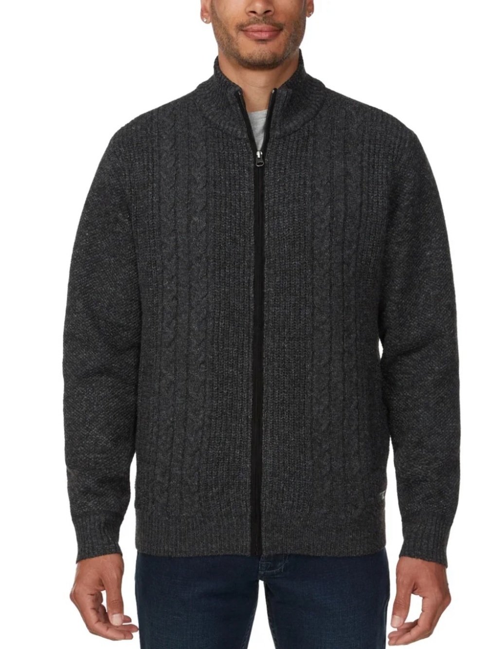 Buffalo David Bitton Full Zip Sweater Grey XXL